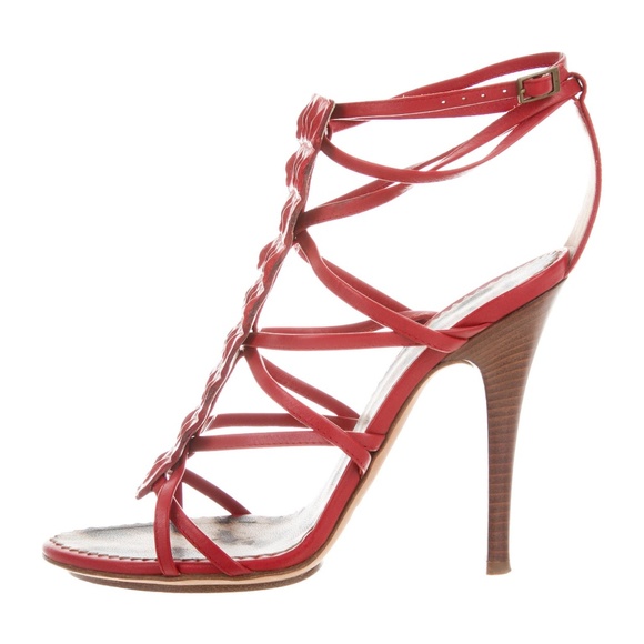 Roberto Cavalli Shoes - 🔥Roberto Cavalli Crocodile Pointed-Toe Red Sandal